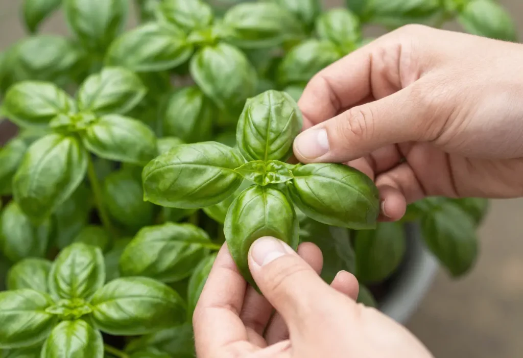How to Pick Basil to encourage healthy regrowth of basil plants