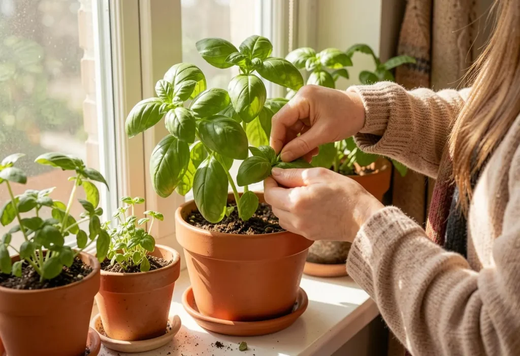 Step by step guide on How to Pick Basil in a home garden