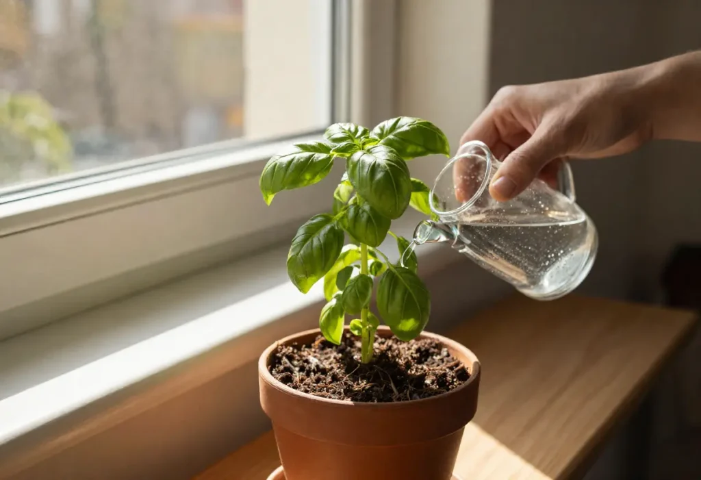 How to Revive a Basil Plant after overwatering in container garden