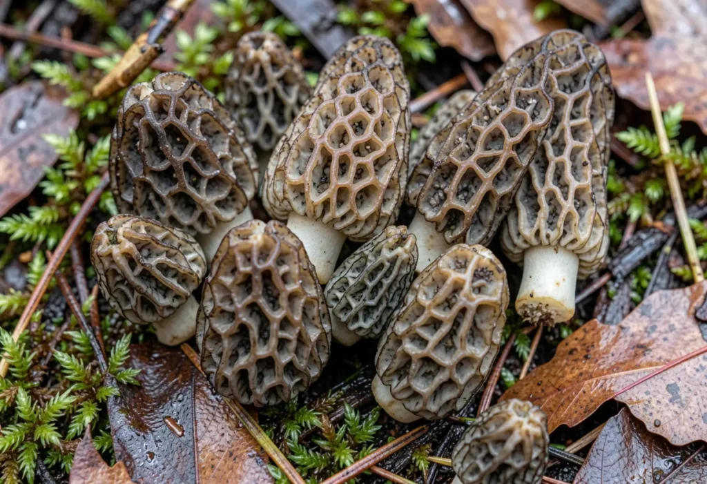 Missouri Morel Mushroom Season close-up of edible morel mushrooms outdoors