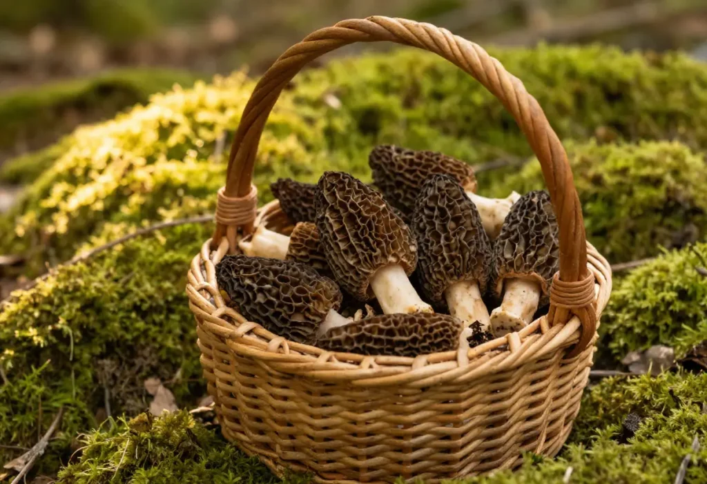 Missouri Morel Mushroom Season showing wild mushrooms ready to pick