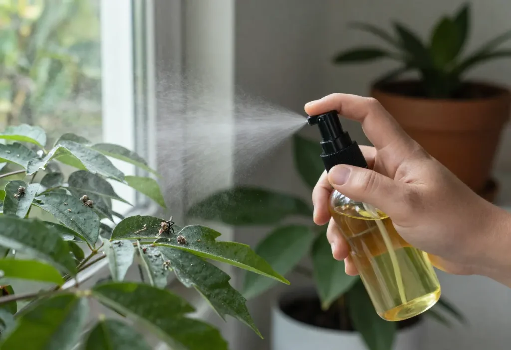 Natural Remedy for Spider Mites on indoor plants using safe organic spray