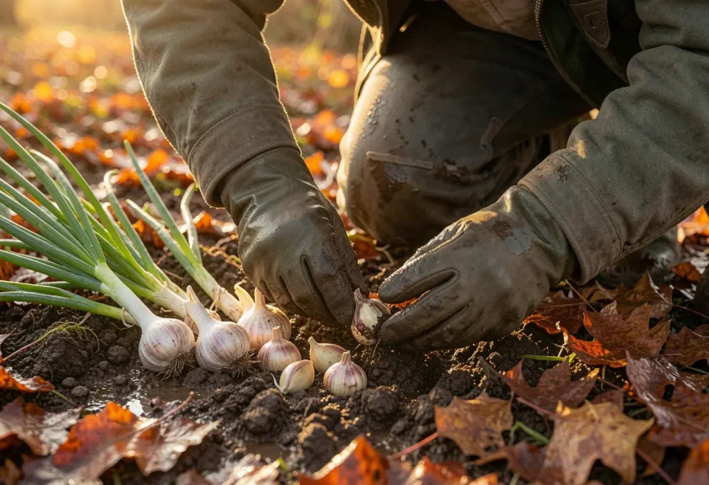Planting Garlic in the Fall for strong roots and early spring harvest