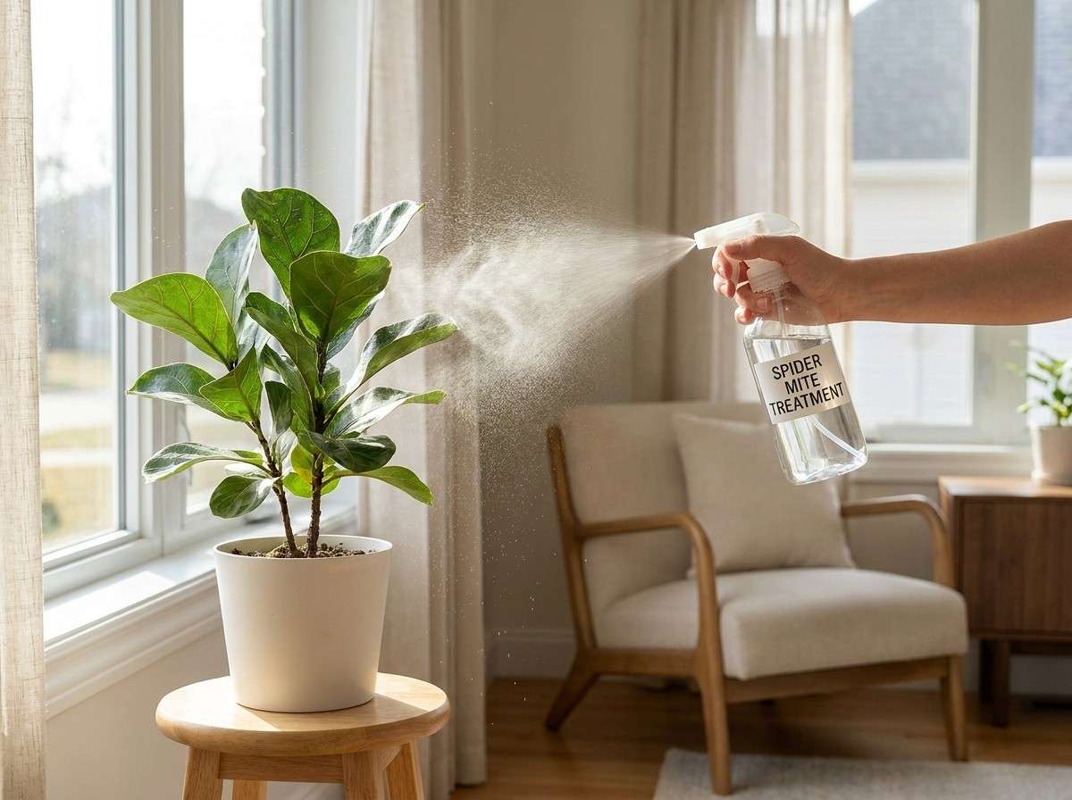 Spider Mite Treatment for Indoor Plants using natural neem oil spray