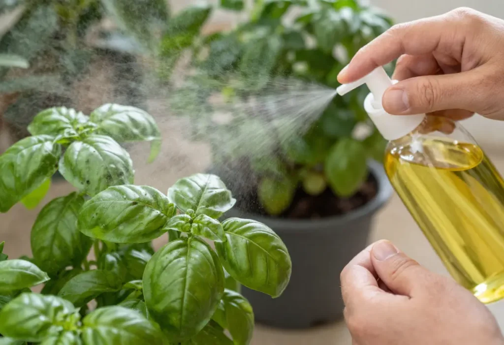 Treating Spider Mites on Basil using natural neem oil spray