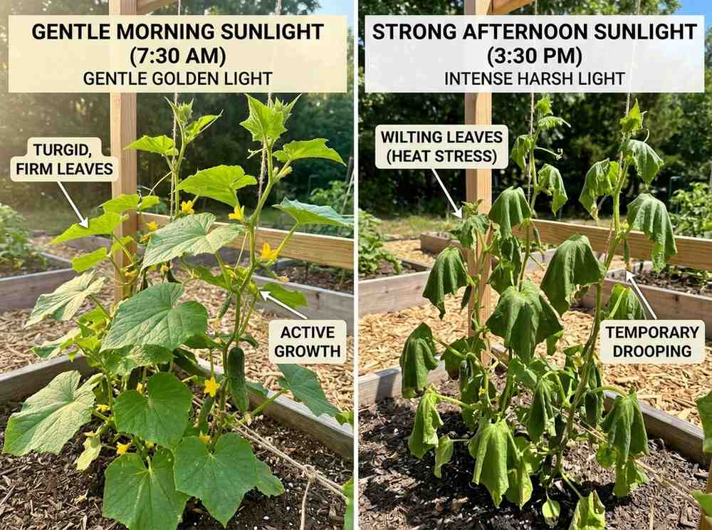 Sunlight Requirements for Cucumber Plants ensuring better flowering and fruiting