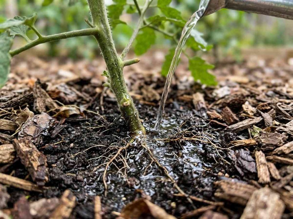 Watering Tips for Tomatoes to prevent cracking and root problems