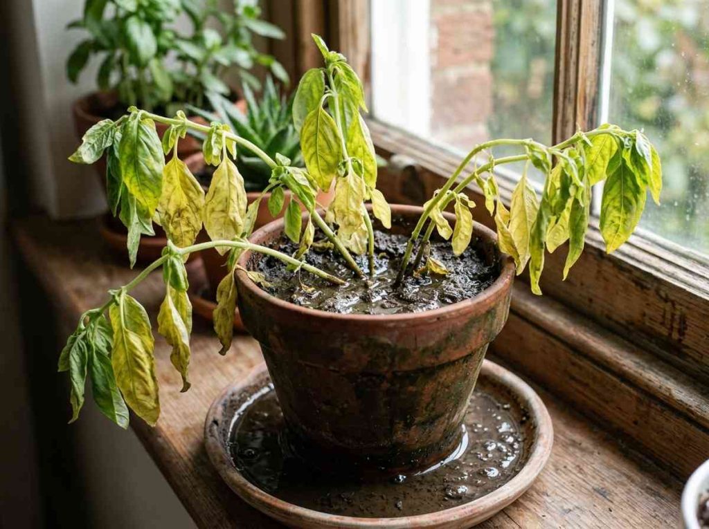 Why is My Basil Turning Yellow due to overwatering or poor soil drainage