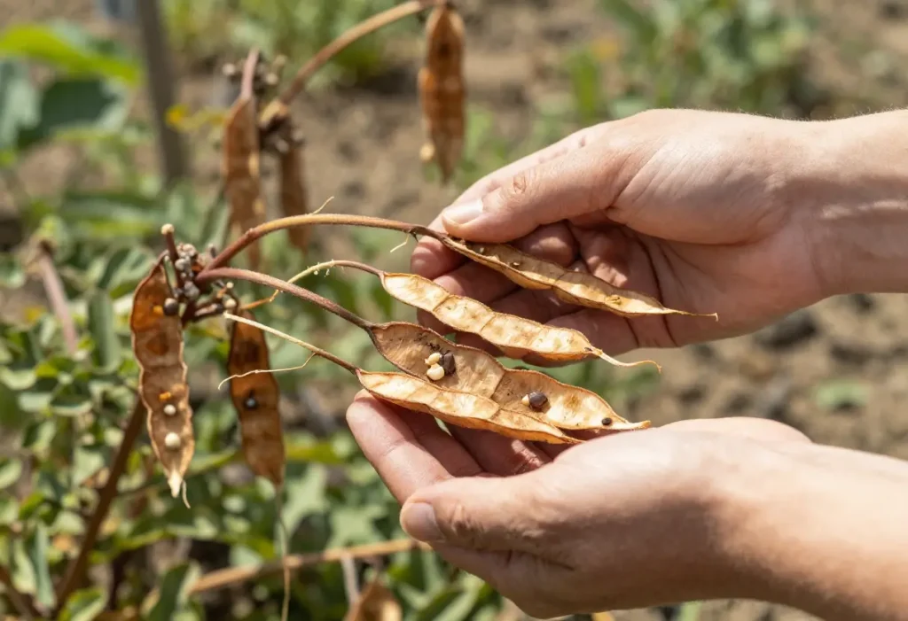how to harvest radish seed showing mature pods ready for collection