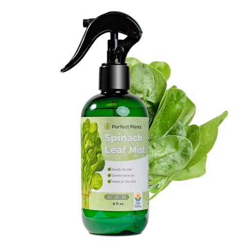 Spinach Leaf Mist Fertilizer by Perfect Plants | Liquid Plant Food Spray for Indoor and Outdoor Potted Vegetable Gardens | Balanced NPK Nutrients (8 fl oz)