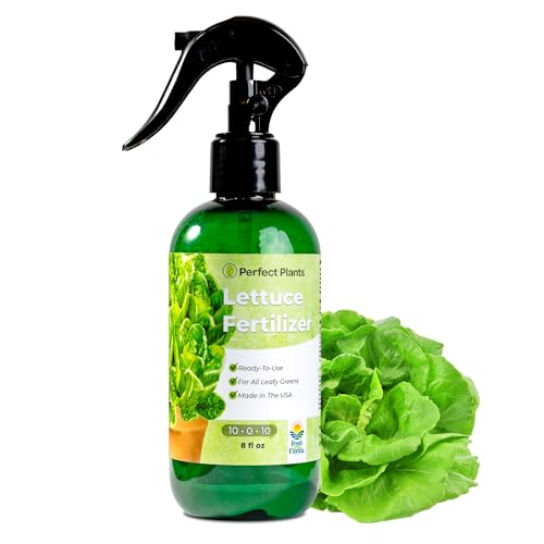 Premium Lettuce and Leafy Greens Fertilizer by Perfect Plants | Liquid Spray Plant Food for Outdoor and Indoor Gardens | Professional Spray Fertilizer 10-0-10 (8 fl oz)