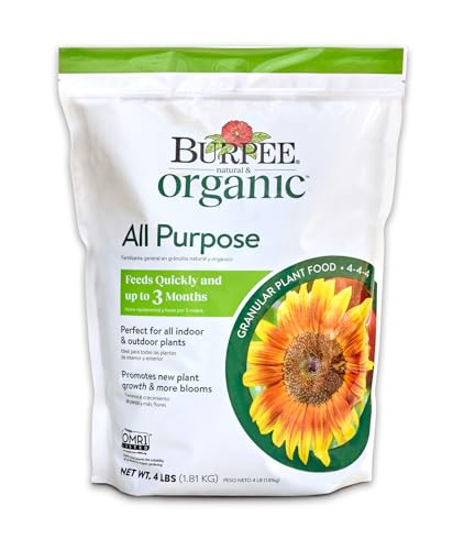 Burpee Natural Purpose Granular 4-Lb Organic Food for Growing Strong Plants | Good for Vegetable Garden, Flower Garden & Seed Starting, 4 lb, 4lb. Bag