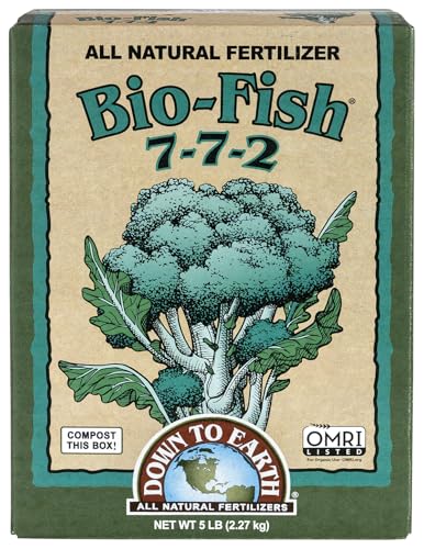 Down To Earth All Natural Fertilizers Organic Bio-Fish - Plant Food for Corn, Broccoli, Kale, Trees and Shrubs 7-7-2, 5 lb