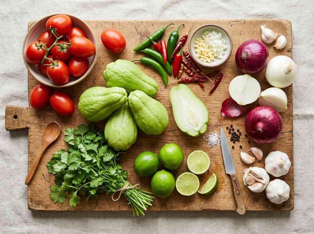 Easy Chayote Squash Recipes Mexican cooking in a traditional kitchen setup