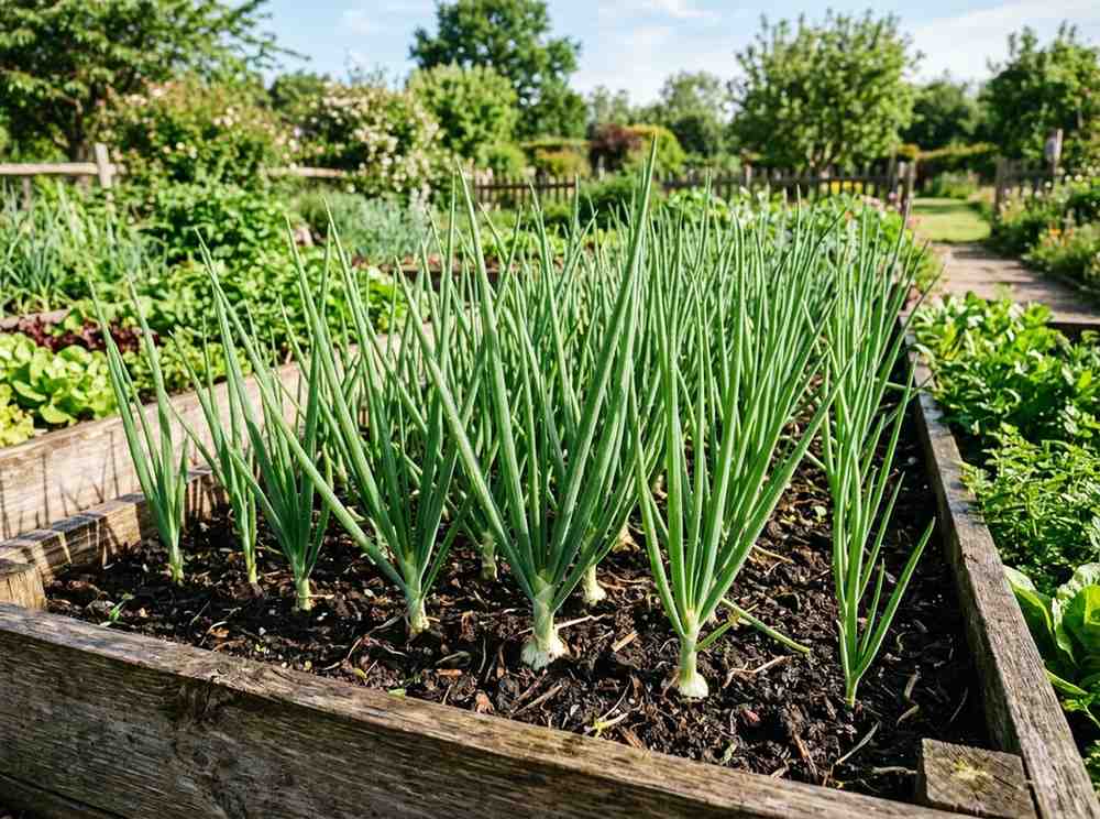 Grow a Garden Spring Onion showing fresh green onions growing in soil