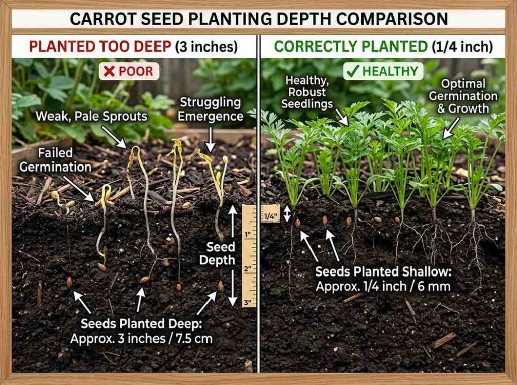 Beginner guide on How Deep to Plant Carrot Seeds for healthy germination