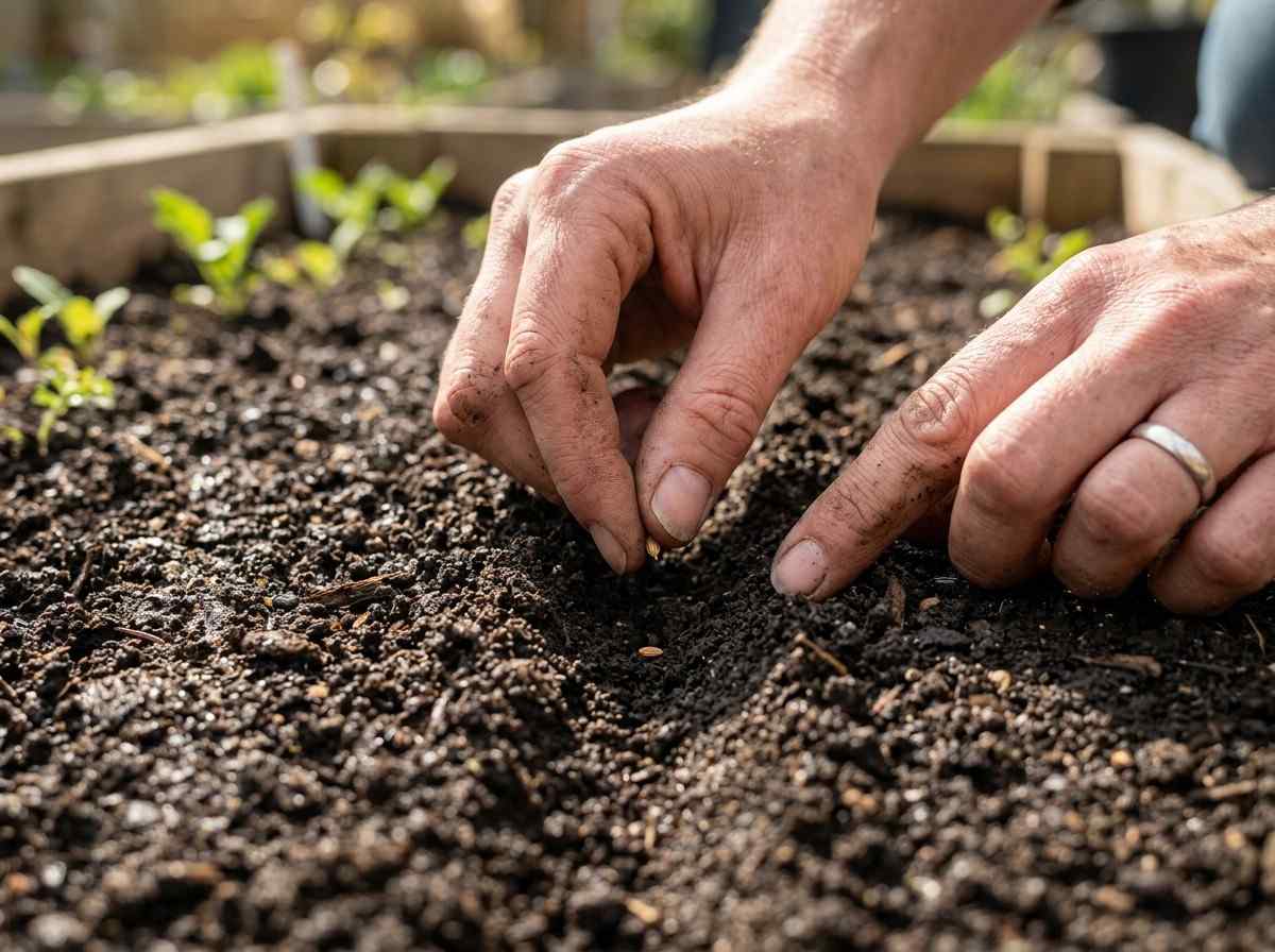 How Deep to Plant Carrot Seeds demonstrating seed placement in loose soil