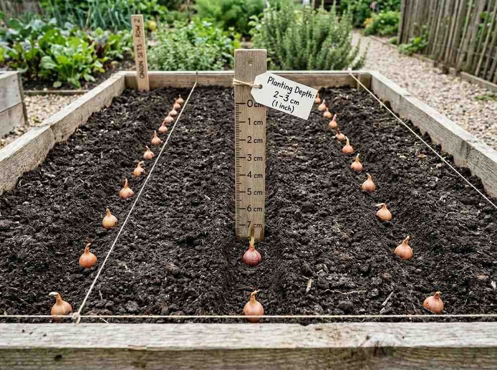 Beginner guide on How Deep to Plant Onion Sets with proper spacing