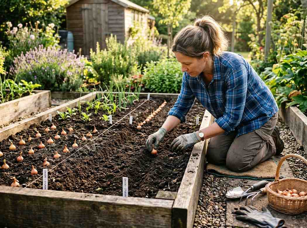 How Deep to Plant Onion Sets in raised beds for healthy bulb growth