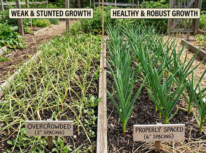 How Far Apart to Plant Garlic in raised beds for healthy bulb growth