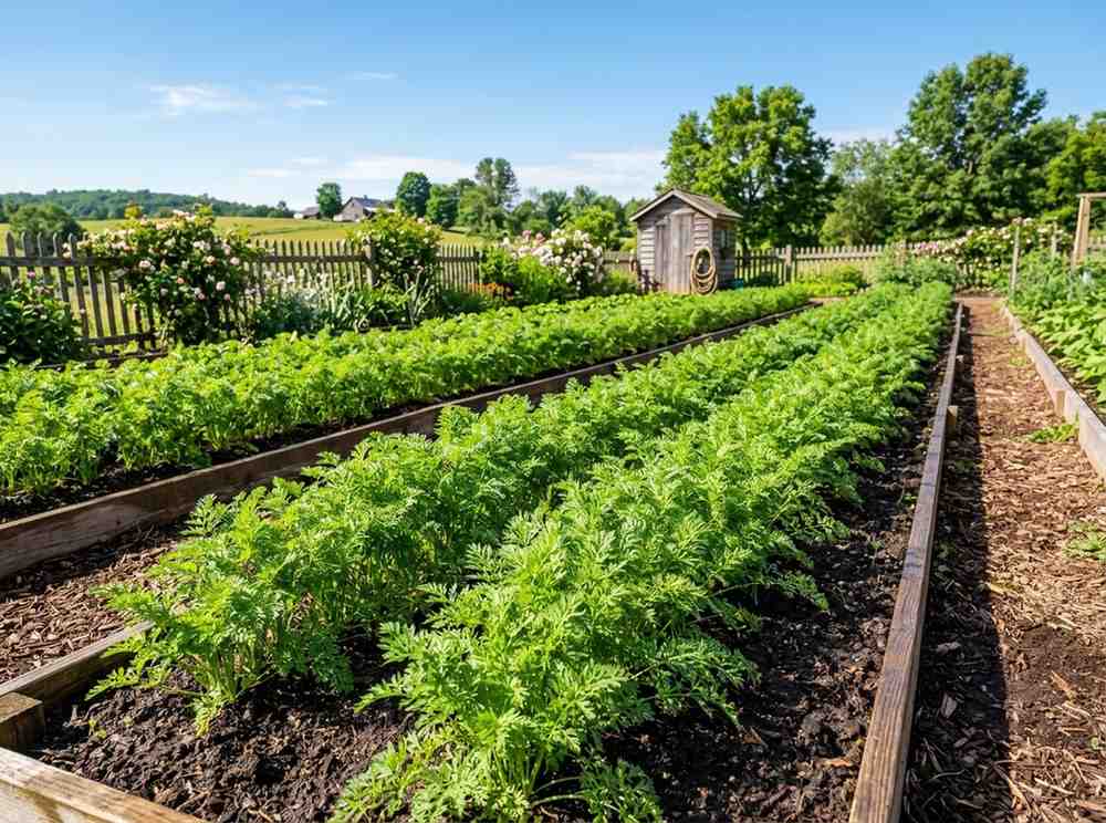 How Much Sun Do Carrots Need showing carrots growing under full sunlight