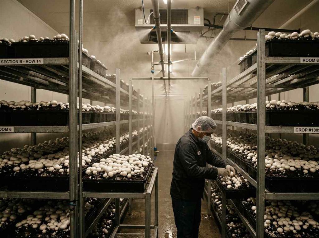 How to Grow Button Mushrooms with healthy white mushroom clusters ready to harvest