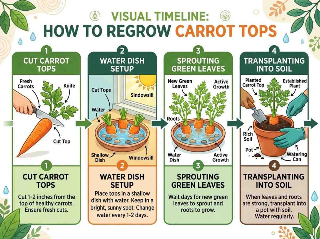 How to Grow Carrots from Carrot Tops for fun indoor gardening project
