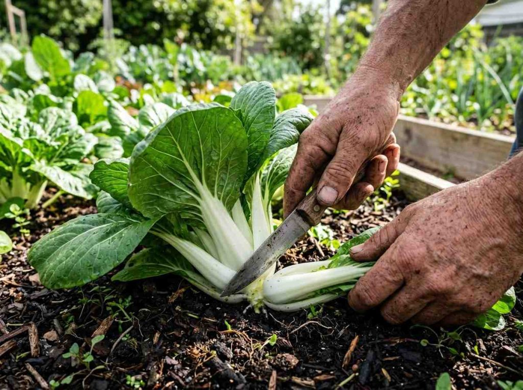 Beginner guide on How to Harvest Bok Choy using proper cutting technique