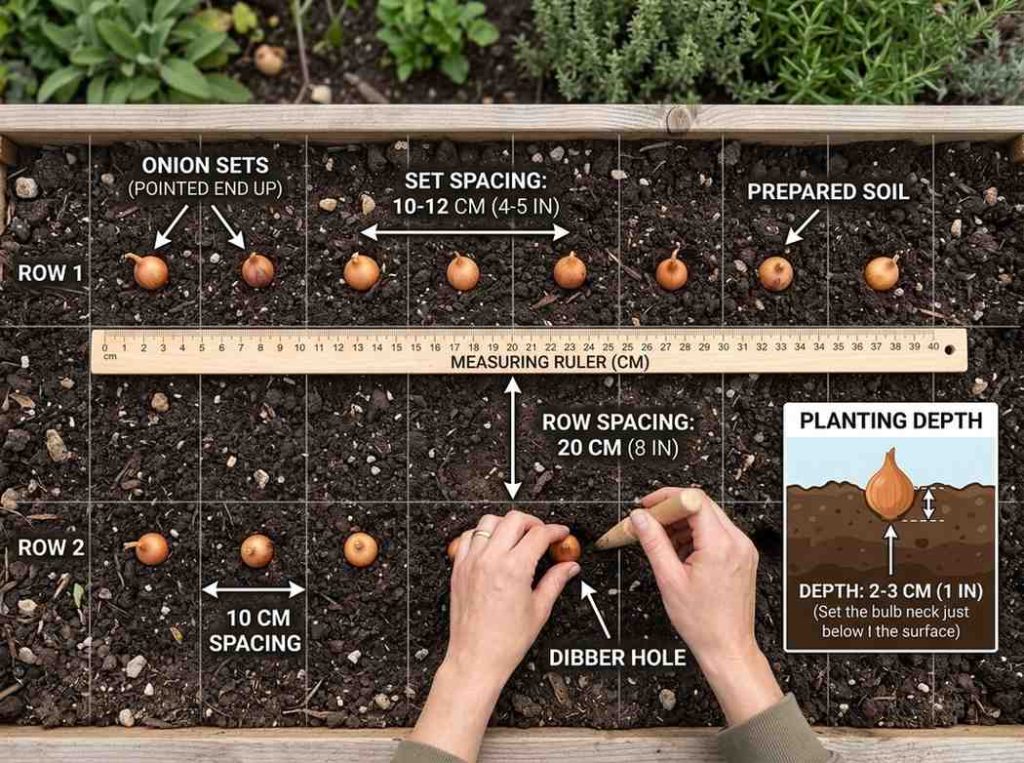 How to Plant Onion Sets in raised beds for better root growth