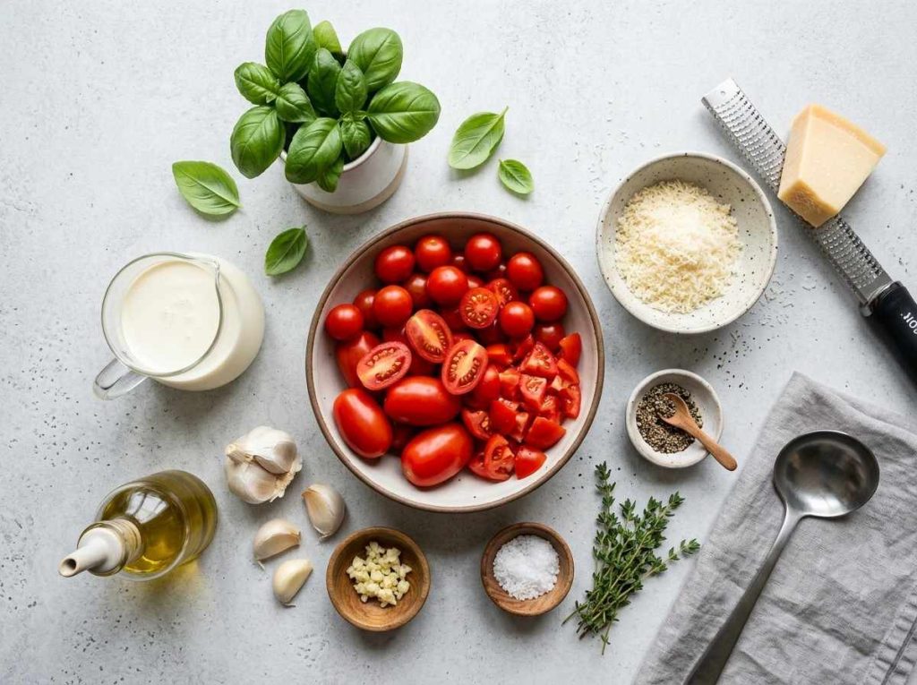 Beginner friendly Keto Tomato Soup Recipe with fresh tomatoes and herbs