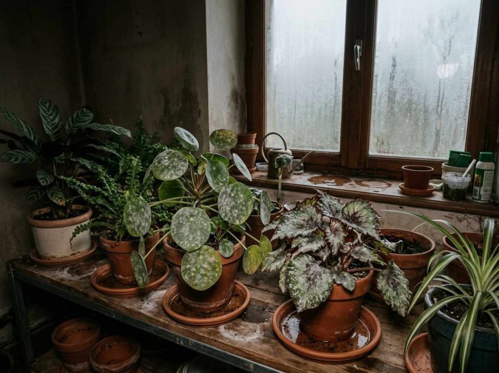 Powdery Mildew Indoor Plants causing leaf damage and poor growth