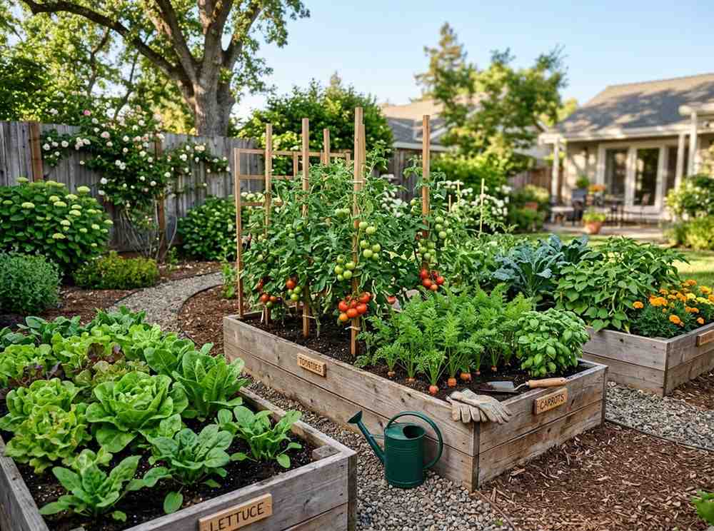 Vegetable Gardening Guide For Beginners with healthy vegetable plants growing