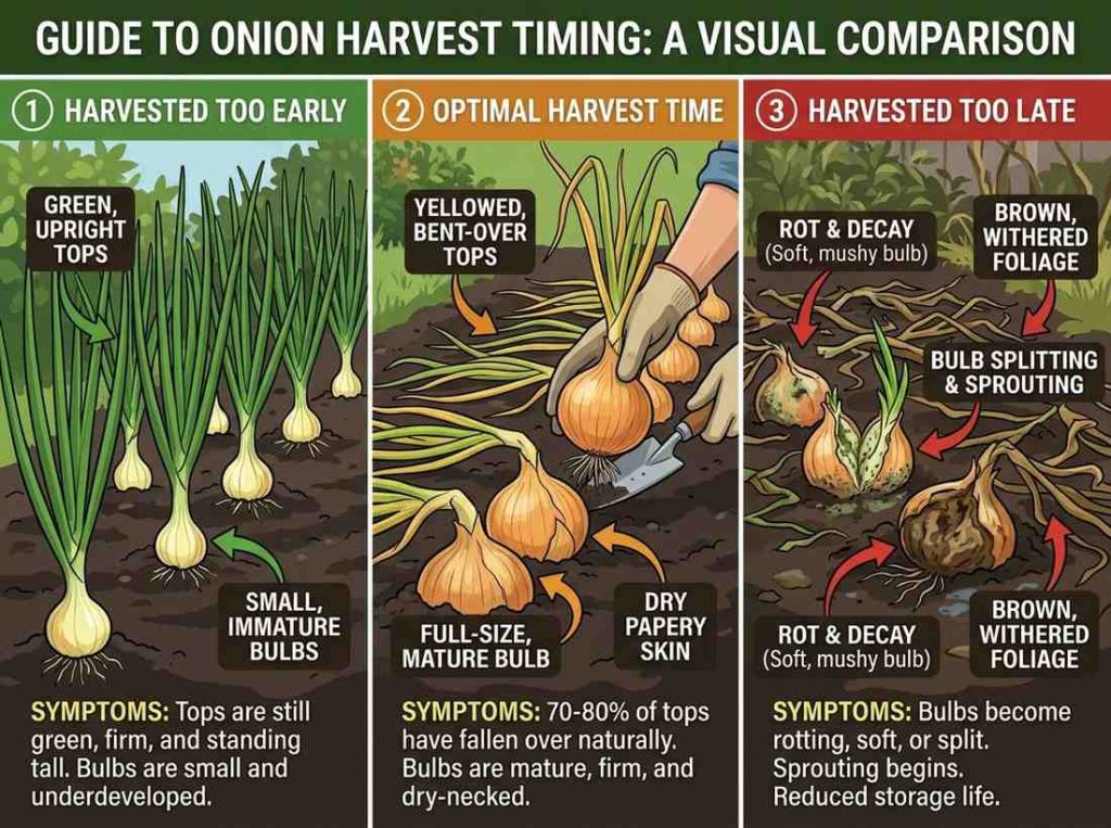 When to Harvest Onions demonstrating proper onion harvesting technique