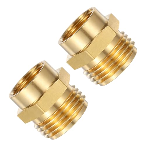 Qulkws 2 Pcs No Leak Pipe Adapter 1/2 NPT Female to 3/4 GHT Male Garden Hose Adapter Brass Garden Hose Fitting Female to Male Hoses Connector Connector GHT Npt Adapters for Water Hoses Outdoor Pipes