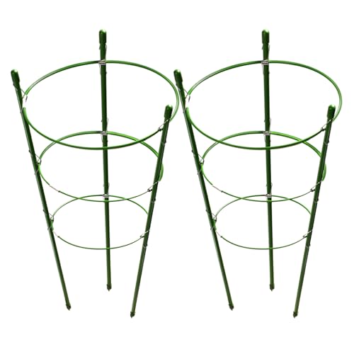 LEOBRO Tomato Cage, 2 PCS Small Plant Support Cage Rust Resistant Garden Ring Stake Plant Support for Tomato, Trellis, Climbing Plant, Flower, Plant Cages for Small Plants,17.7