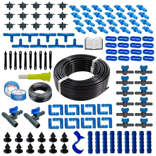 TRUSTFARM Plants Drip Irrigation Kit Watering Pipe Kit for Home Garden Lawn Farming & Agriculture Manual DIY System Purposes Water flow controlling drippers. (10 Plants Drip Kit)