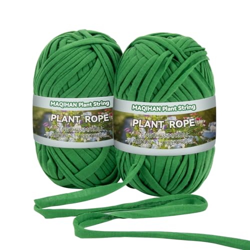 2 Pack Garden String - Plant Ties, Garden Twine, Gardening Tape, Tree Support, Stretchy Trap for Trees,Flowers,Green Soft Ties for All Plants All Gardeners(35M/Roll,115FT)