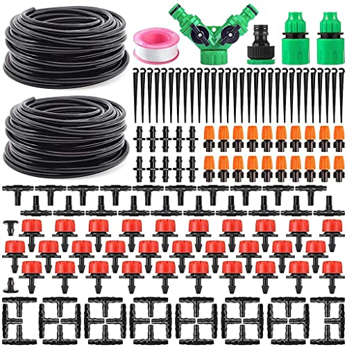 HASTHIP® Automatic Drip Irrigation Set,30m Adjustable Micro DIY Irrigation Kit Plant Water Saving System,Heavy Duty Tube Watering Kit for Patio Lawn Garden Greenhouse Flower Bed