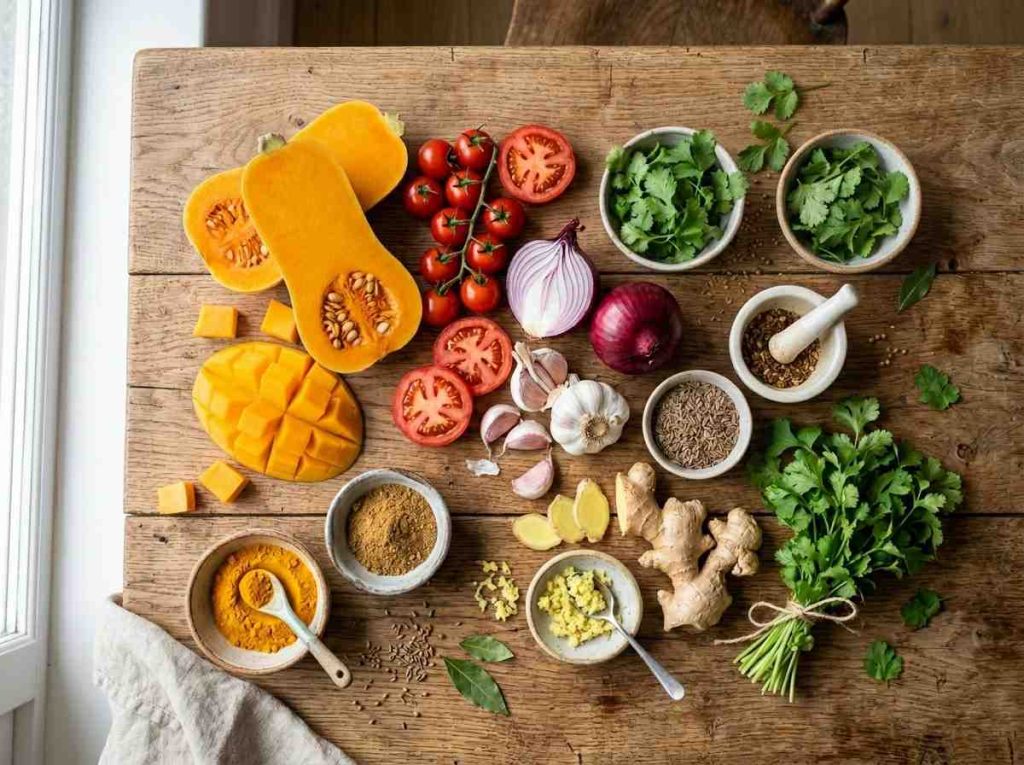 Homemade Butternut Squash Recipes Indian prepared with traditional spices and herbs