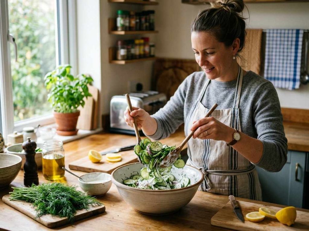 Cucumber Salad With Dill Recipe featuring fresh garden cucumbers and dill