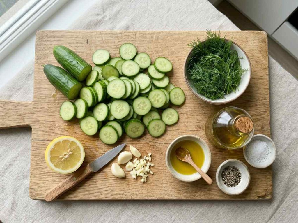 Easy Cucumber Salad With Dill Recipe with crisp cucumbers and herbs