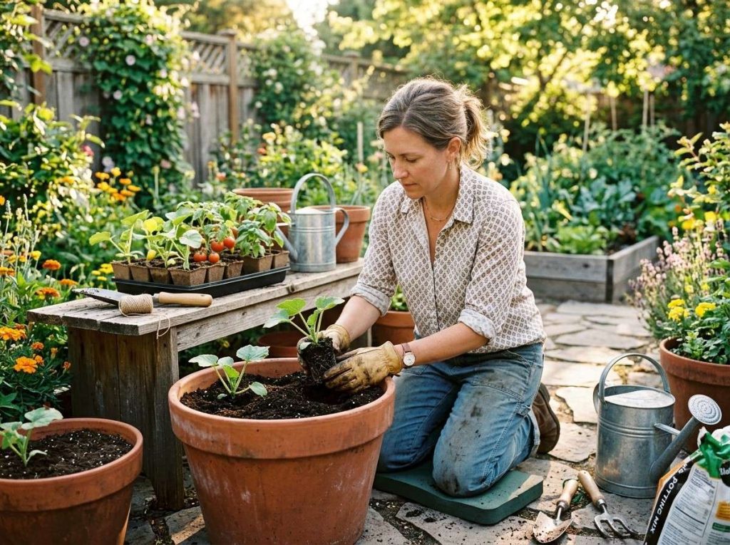 Growing Summer Squash in Containers using nutrient rich soil and proper drainage