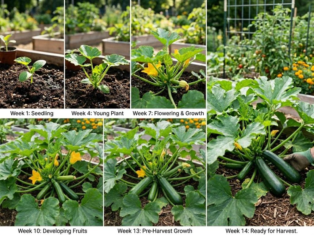 How Long Does It Take for a Squash to Grow with healthy squash developing on vigorous vines