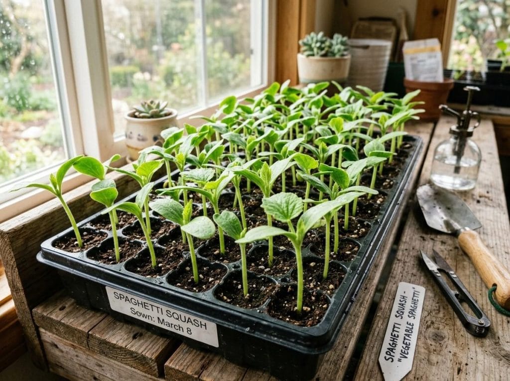How to Plant Spaghetti Squash Seeds with healthy seedlings emerging from the soil