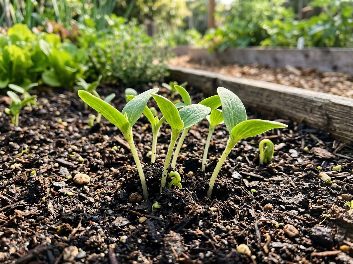 How to Plant Spaghetti Squash Seeds showing seeds being sown in prepared garden soil