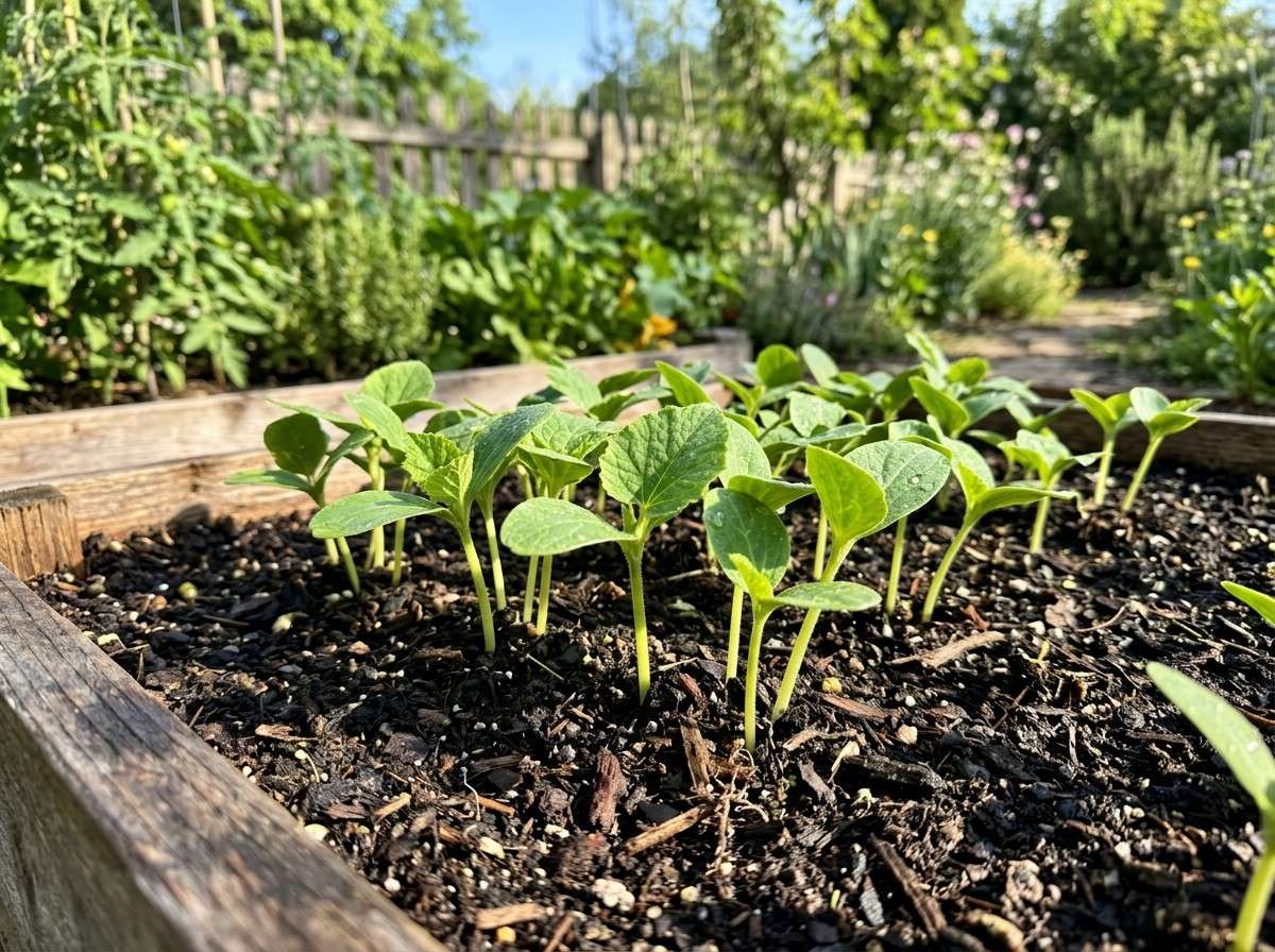 How to Plant Yellow Squash with healthy seedlings emerging from nutrient rich soil