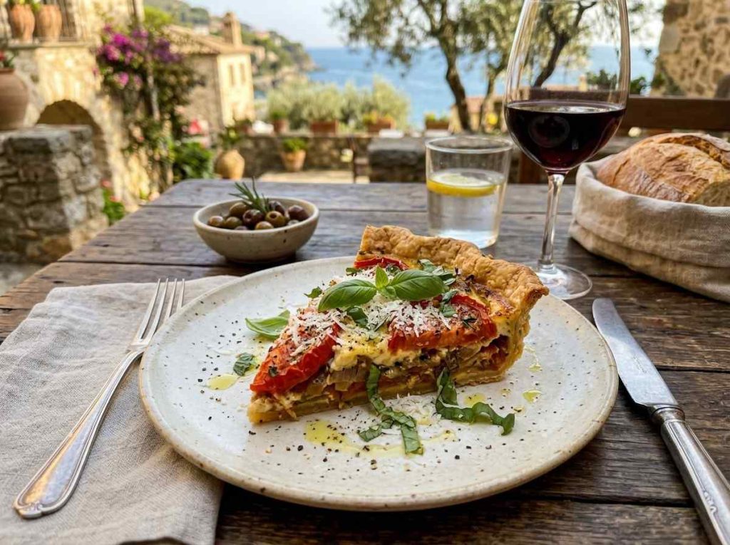 Homemade Italian Tomato Pie Recipe made with ripe tomatoes and savory herbs