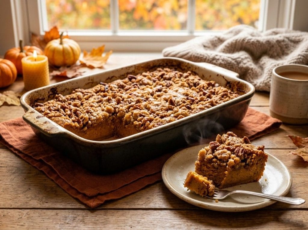 Pumpkin Crunch Recipe Hawaii served in a baking dish with a crisp buttery crust