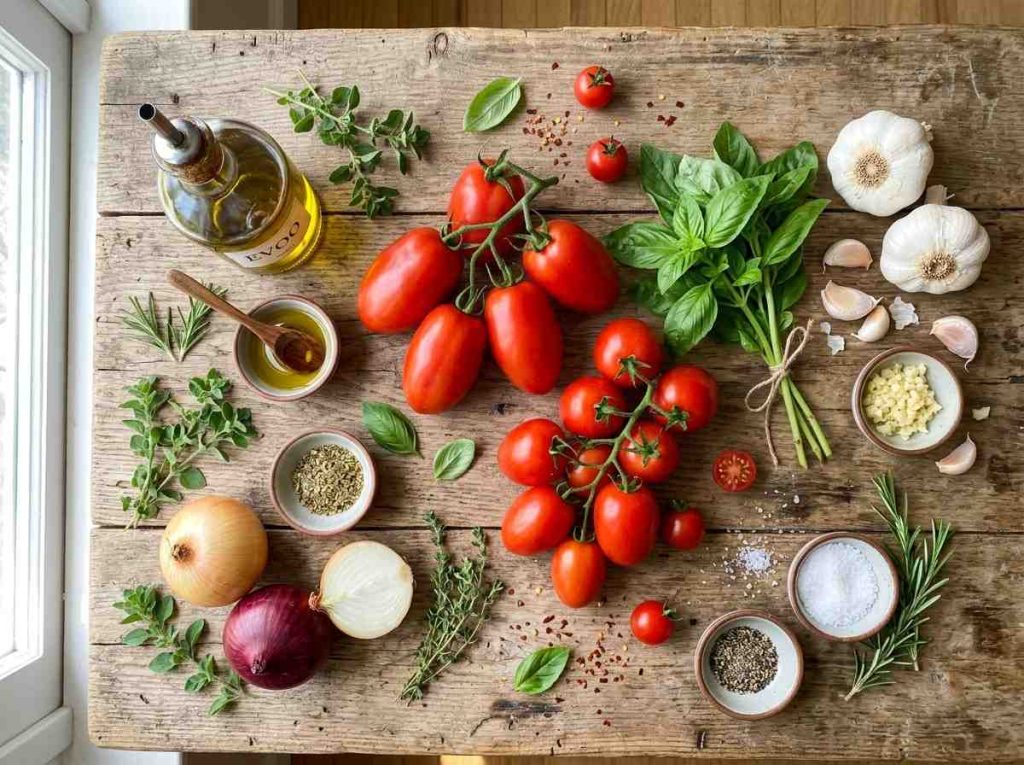 San Marzano Tomatoes Recipes showing fresh San Marzano tomatoes prepared for cooking