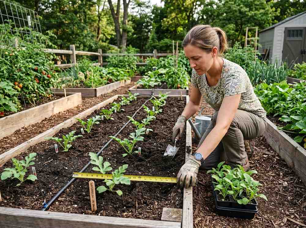 Spacing for Watermelon Plants in raised beds with adequate room for vine spread